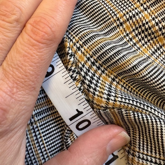Zara Yellow Black Plaid High Waisted Slim zip fly Medium women's Trousers pants - Picture 10 of 12